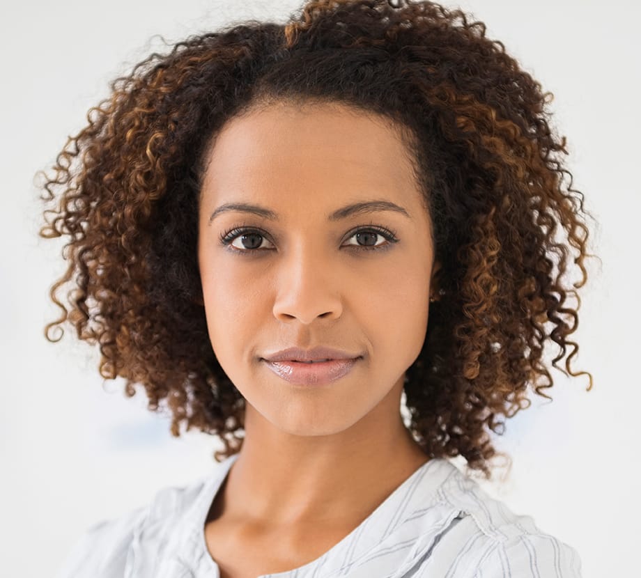 Woman with curly hair