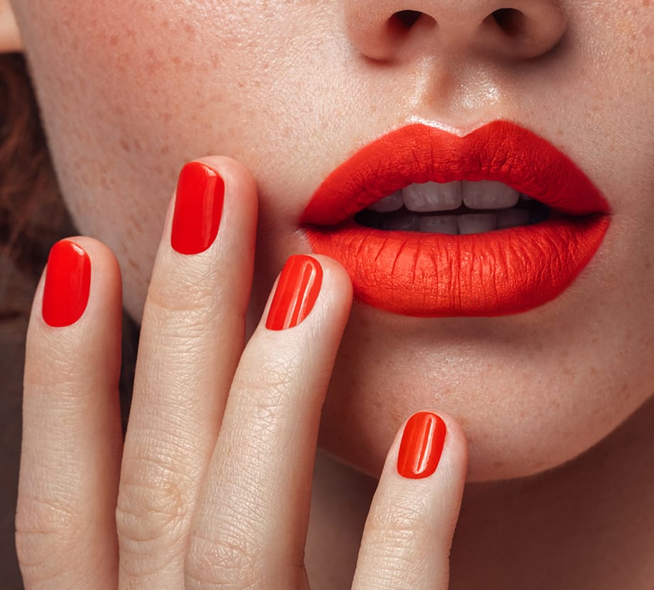 Close up of woman's red lips