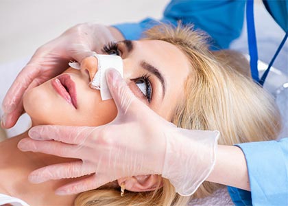 Woman getting ready for plastic surgery