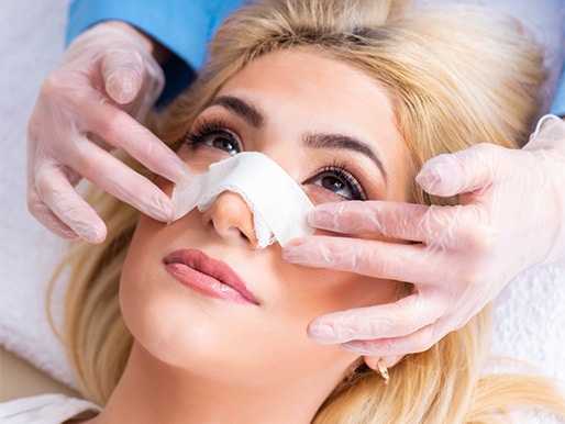 woman getting ready for rhinoplasty